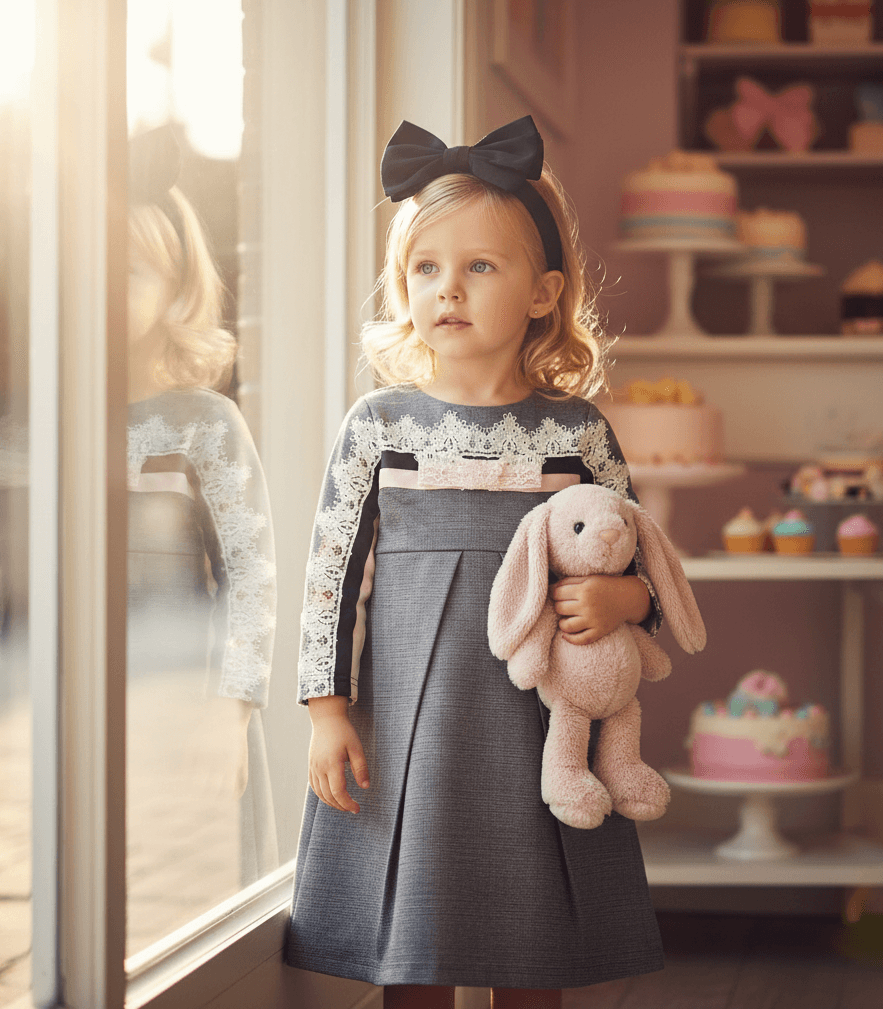 Robe princesse vintage en dentelle, manches 3/4 (3-9 ans)