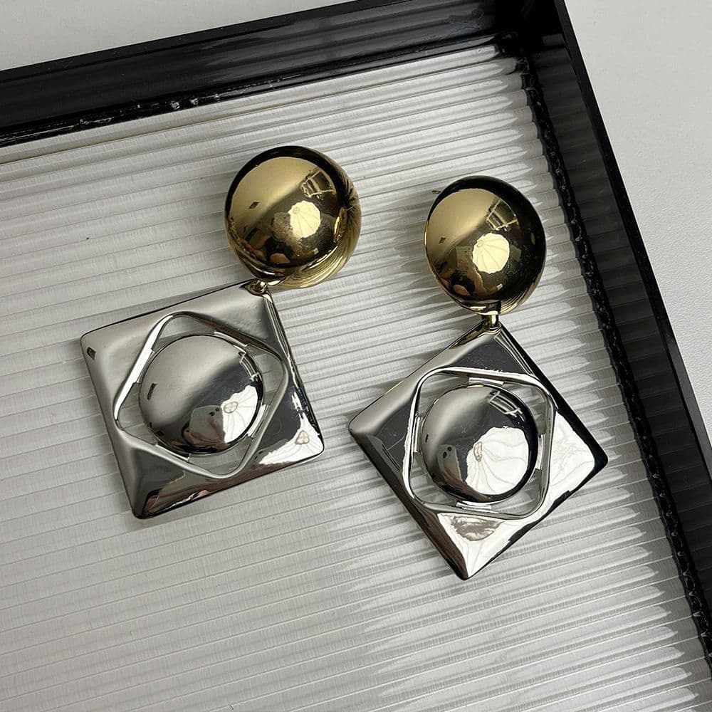 Pendants Longs Losange Géométrique, Bijou Femme Audacieux