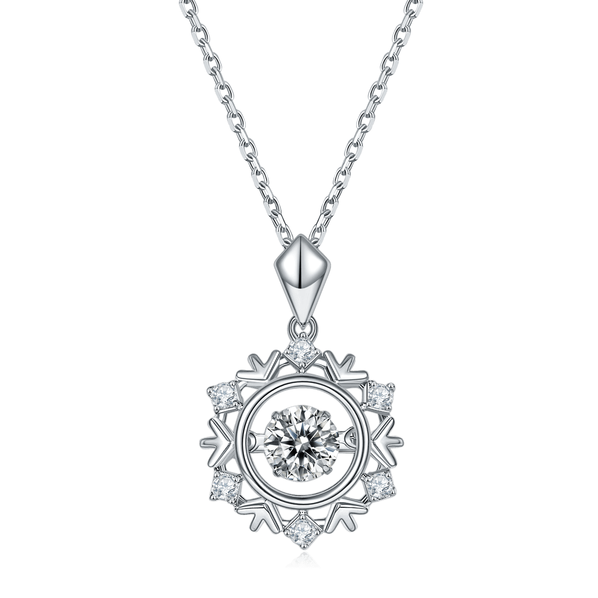 Collier Flocon Moissanite 0,5ct D VVS1 Argent 925 Plaqué Platine Coffret Cadeau