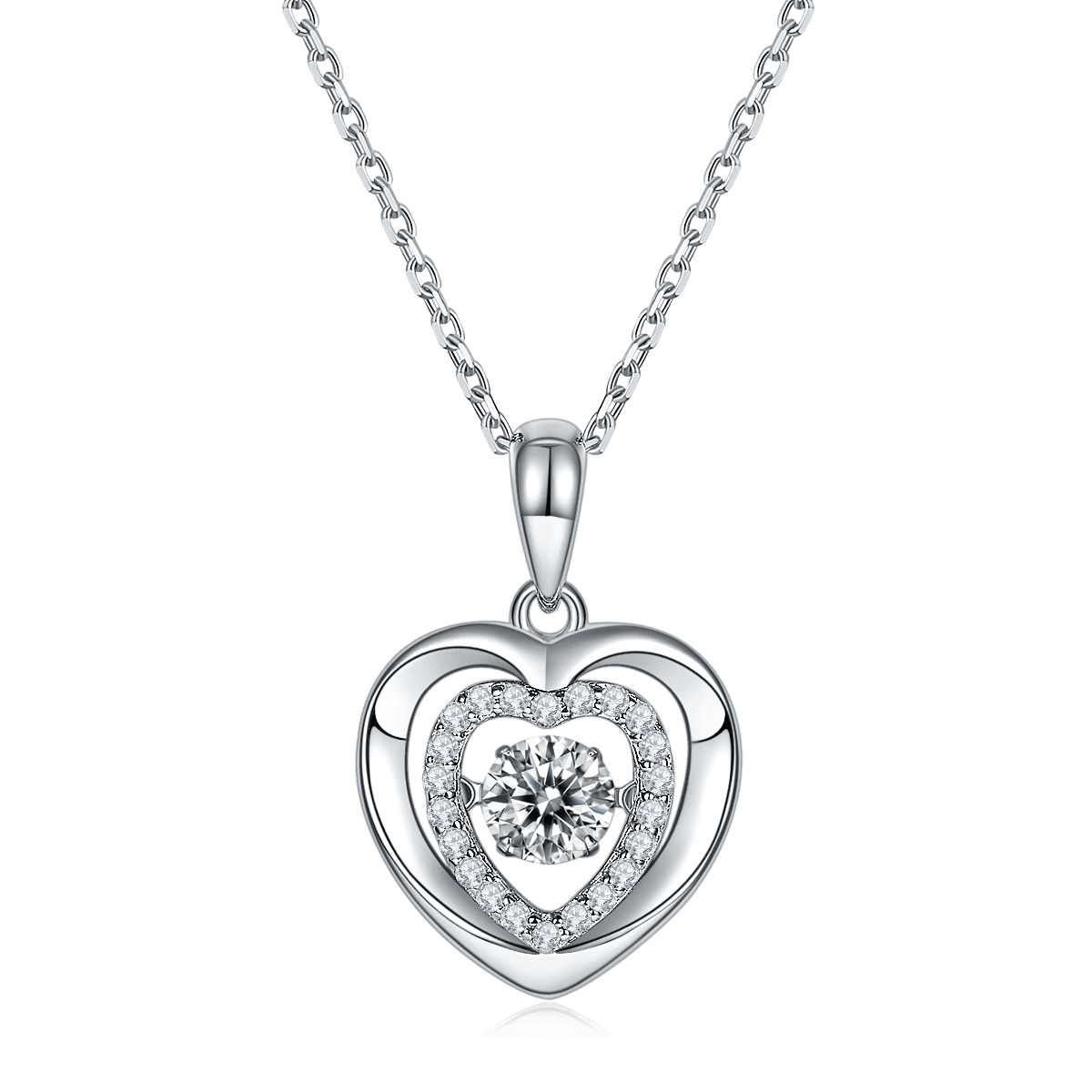 Collier Cœur Moissanite 0.5ct D VVS1 Argent 925 Plaqué Platine Pavé Certifié GRA