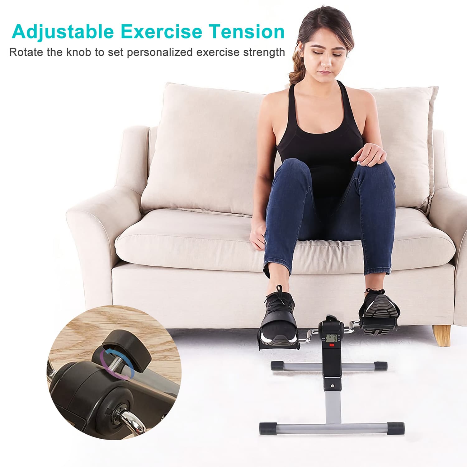 Mini Pédalier Pliable LCD – Fitness & Rééducation Bras/Jambes
