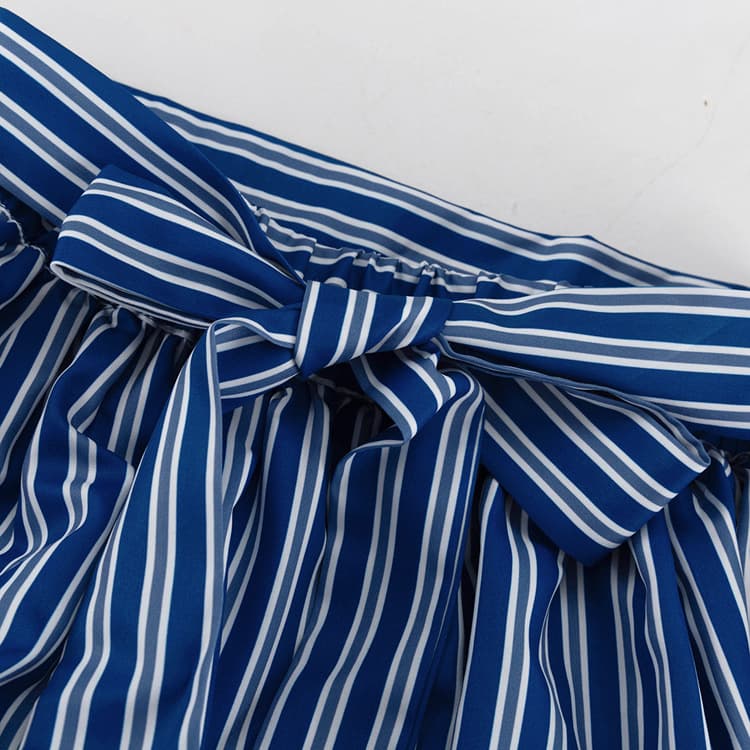 Robe longue bustier à rayures bleu et blanc