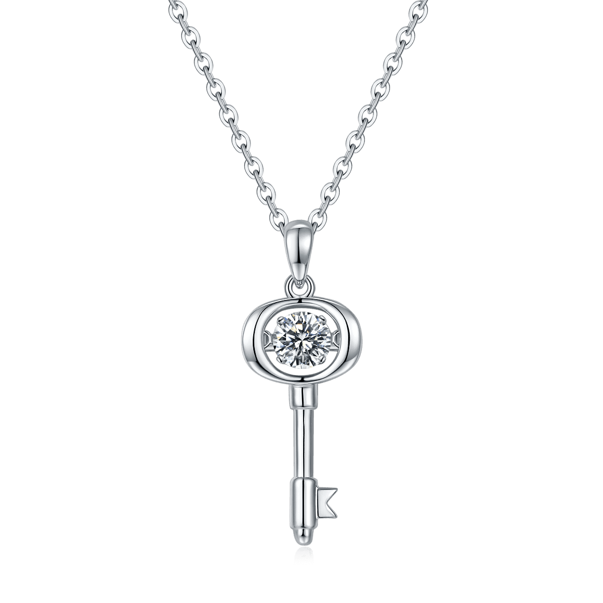 Collier Clé Moissanite 0,5ct D VVS1 Argent 925 Plaqué Platine Coffret Cadeau