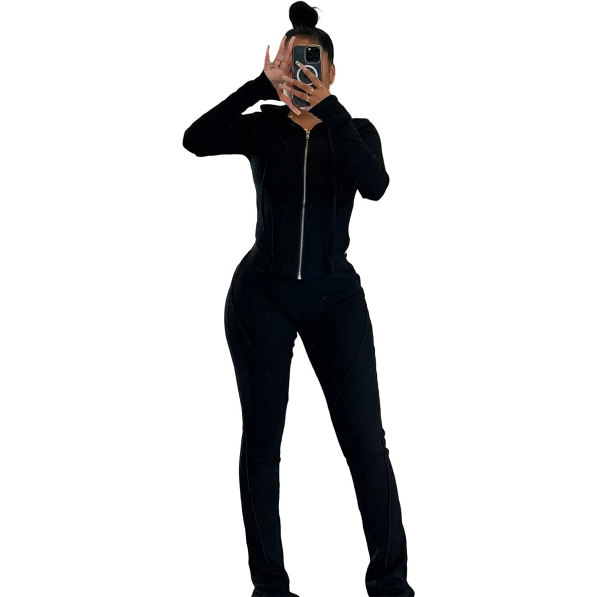 Ensemble Sportif Femme Casual Côtelé Rayé