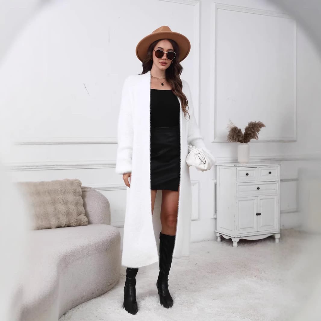 Pull-manteau mi-long oversize femme