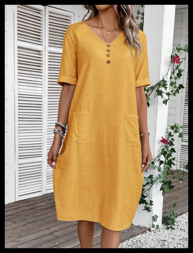 Robe de vacances col V fluide et confortable