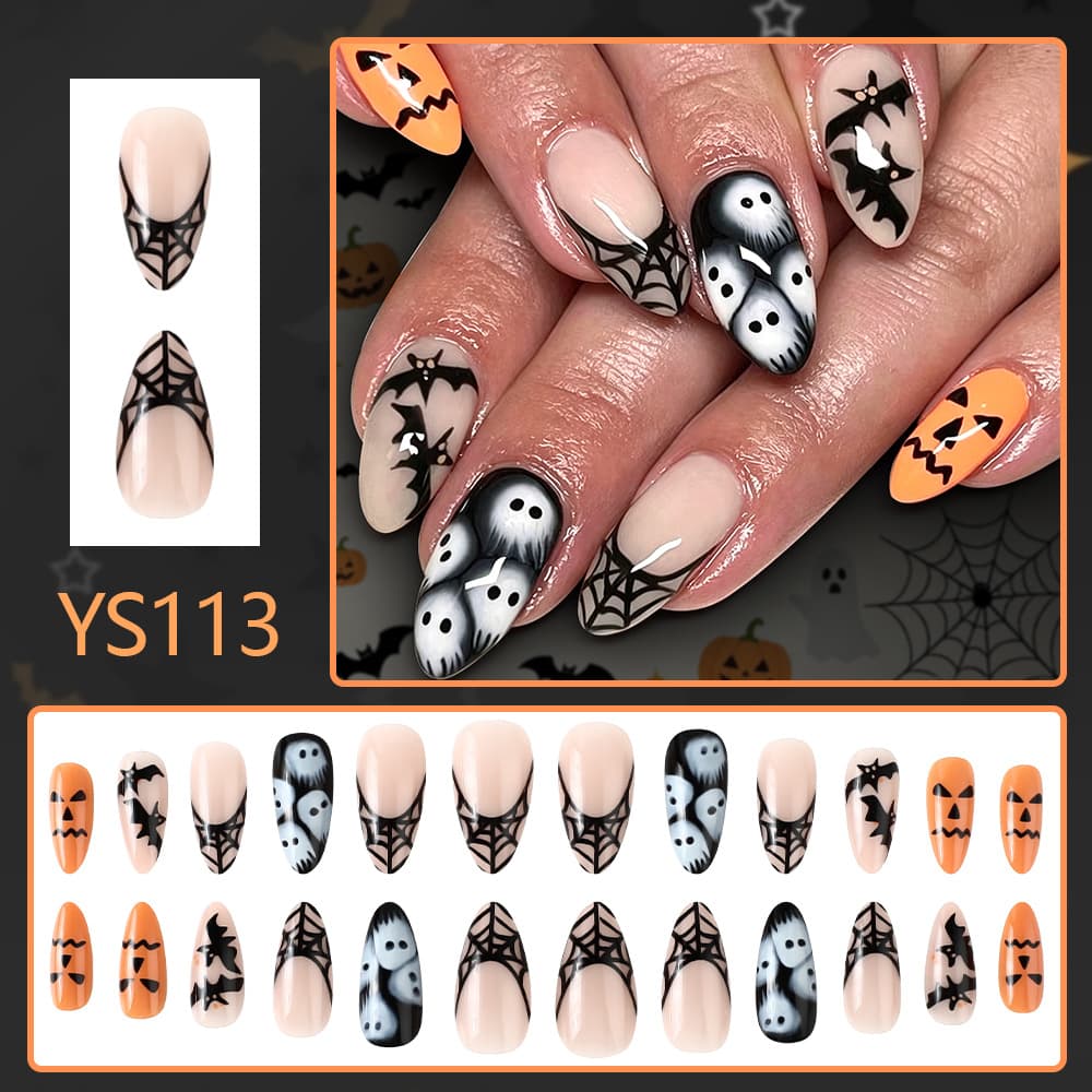 Halloween Almond-shaped Glossy Press-on Nails
