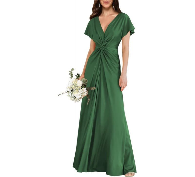 Robe Trapèze en Chiffon à Manches Courtes