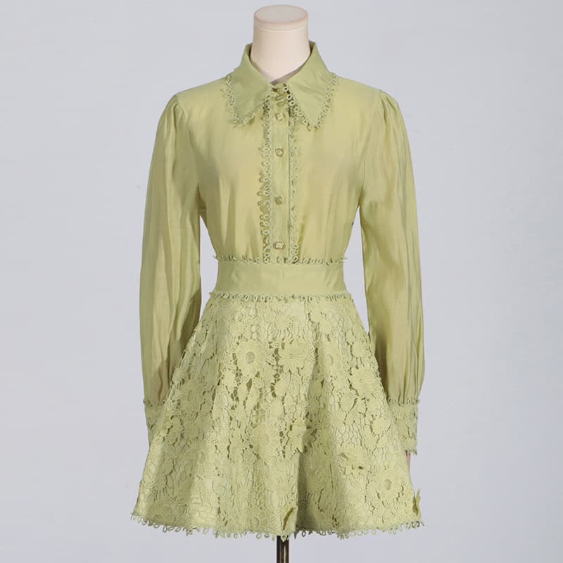 Ensemble Femme Chemise et Jupe Midi Brodée