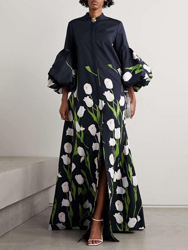 Robe midi imprimée minimaliste style euro-américain