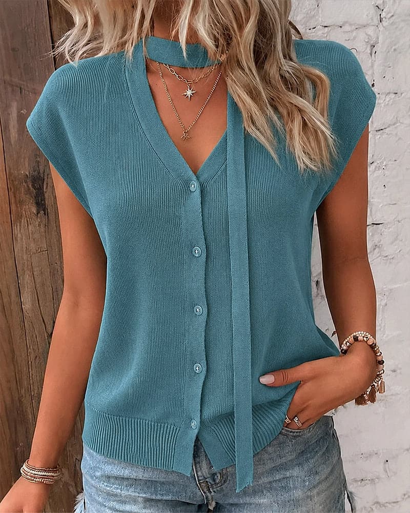 Cardigan femme col V côtelé en soie glacée