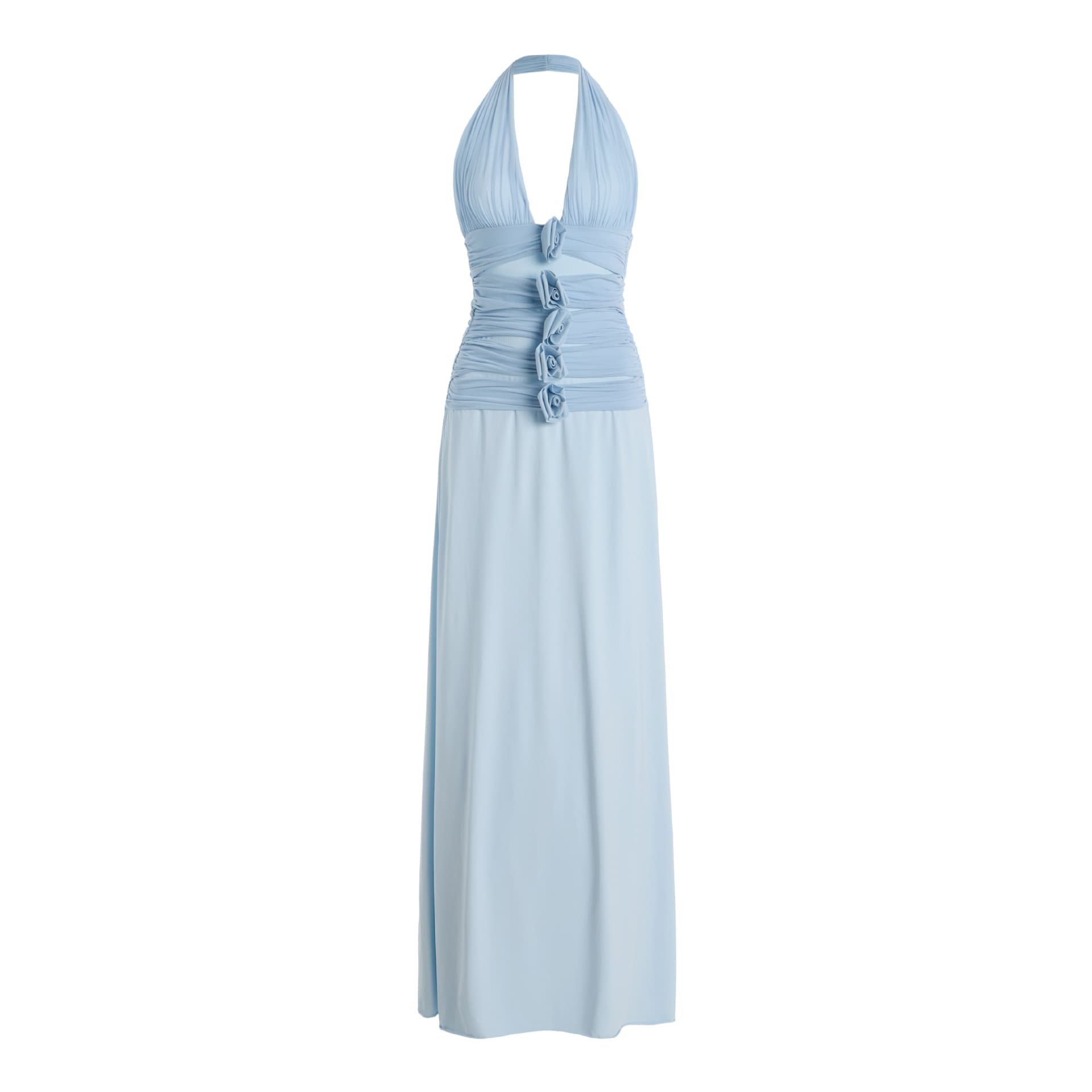 Robe florale 3D à dos plongeant en V
