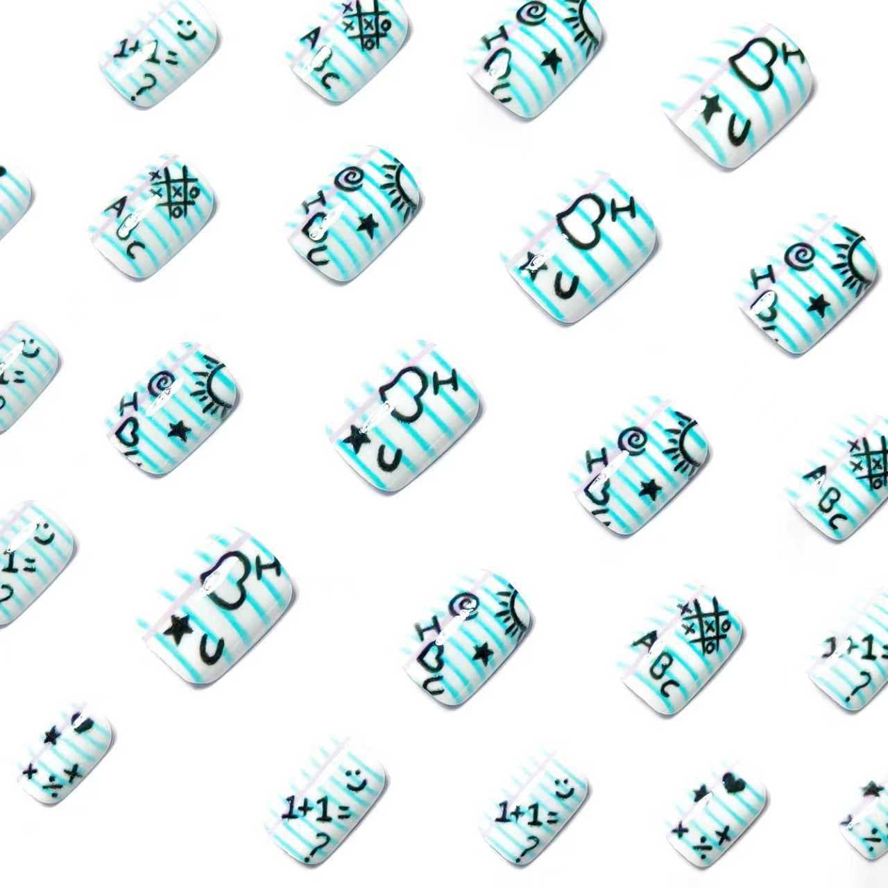 Back-to-School Season Colorful And Fun Nail Art Removable Nail Stickers