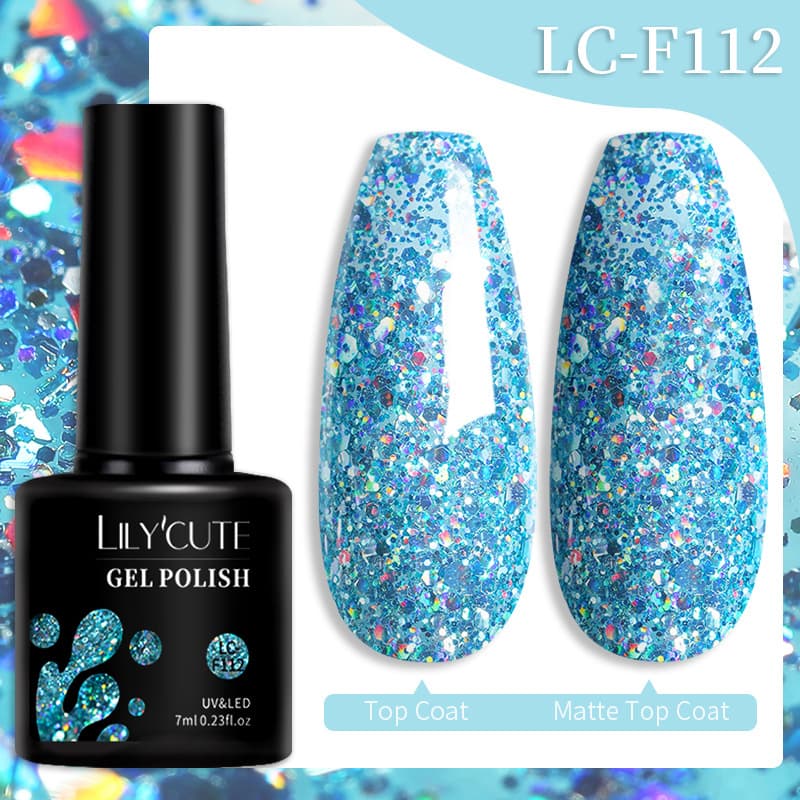 Popular Set Glitter Solid Color Nail Glue