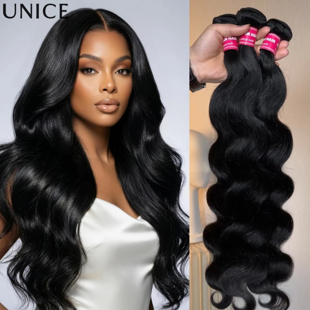 UNice Body Wave Bundles 1/3 PCS/Lot 100Grams Bundle 100% Human Hair Bundles Sew-in Weaves Virgin Human Hair