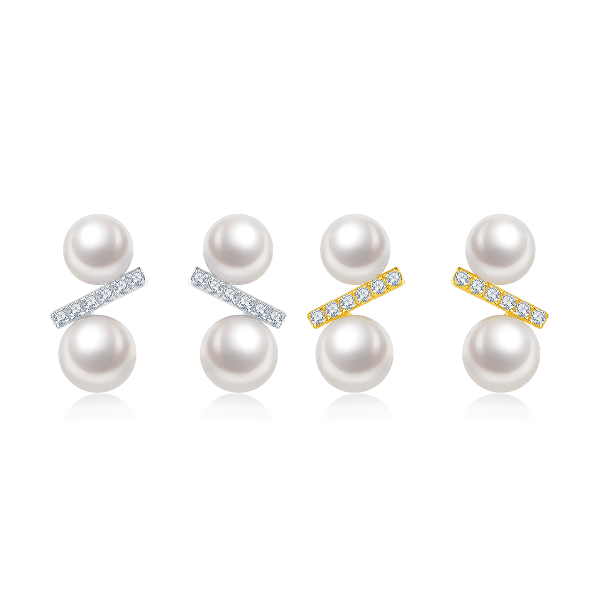 Clous Perles Naturelles & Barre Géo - Argent 925 Plaqué Or - Coffret Cadeau
