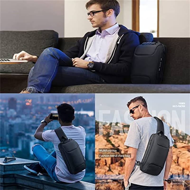 Men's Anti-theft Password Lock Chest Bag, Business Single-shoulder Crossbody Waist Bag, Portable Hand-held Small Bag, Logo Available Upon Request
