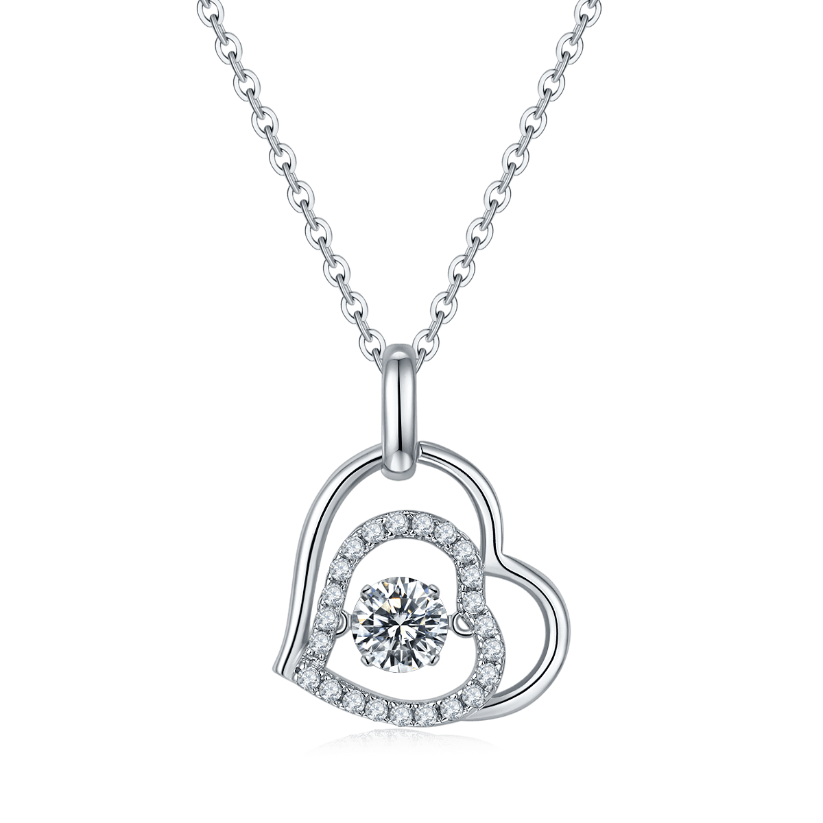 Collier Cœurs Entrelacés Moissanite 0,5ct D VVS1 Argent 925 Plaqué Platine