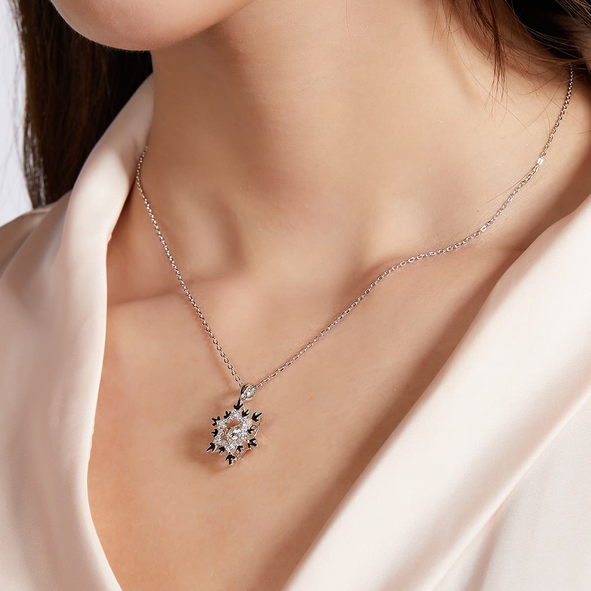 Collier Flocon Moissanite 0,5ct D VVS1 Argent 925 Plaqué Platine 45cm