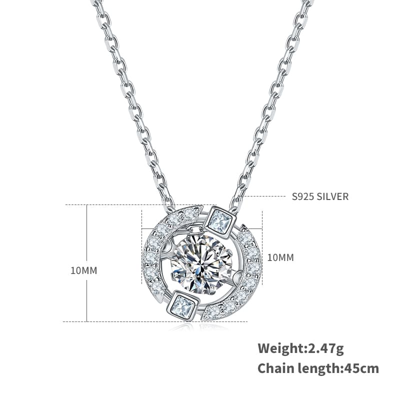 Collier Halo Pavé Moissanite 0,5ct D VVS1 Argent 925 Plaqué Platine 45cm Coffret