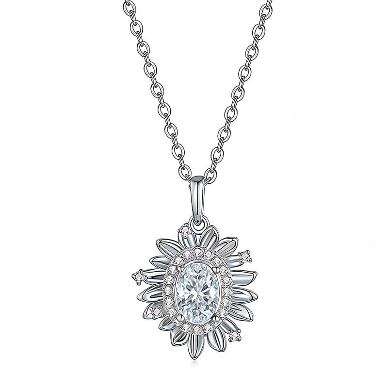 Collier Moissanite Ovale 5x7mm D VVS1 Argent 925 Plaqué Or 45cm Coffret Cadeau
