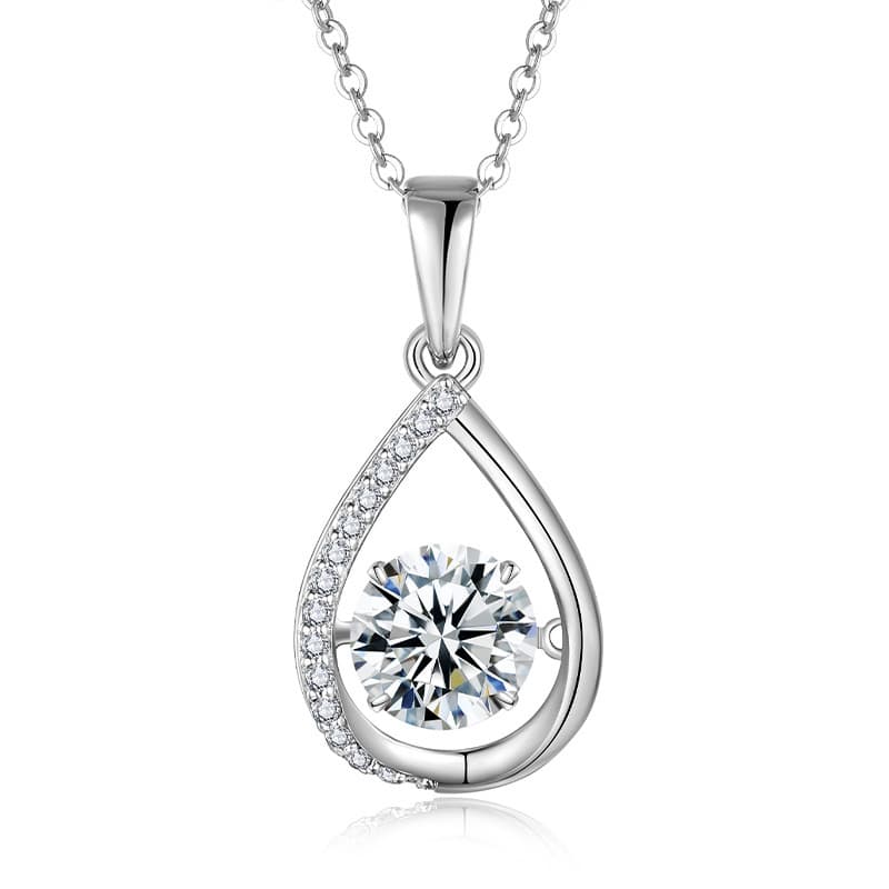 Collier Larme Moissanite 1ct D VVS1 Argent 925 Plaqué Or Platine 45cm