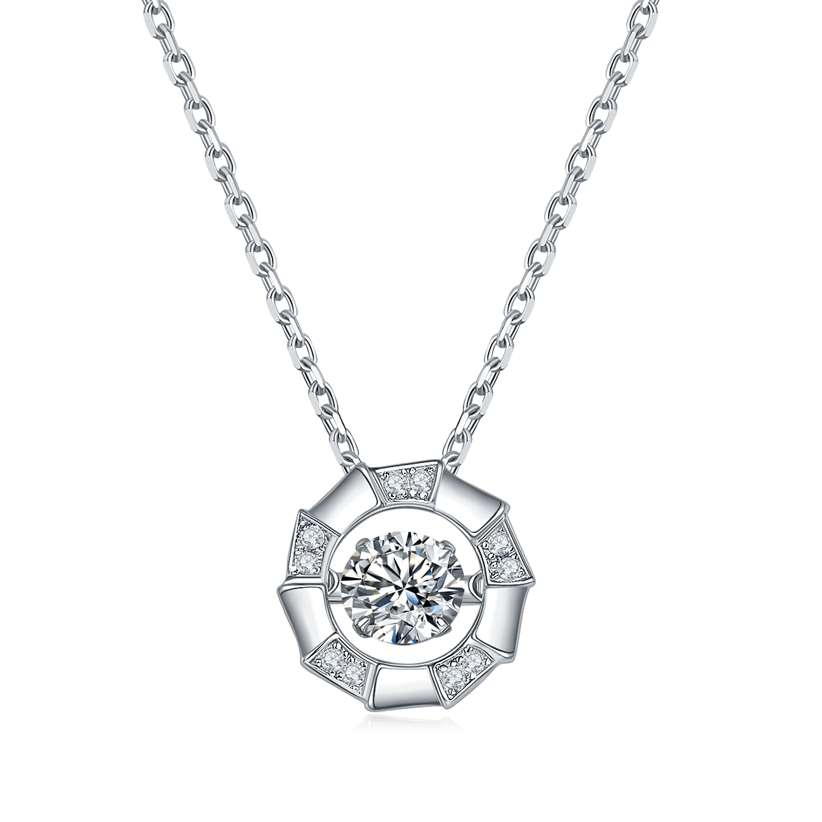 Collier Ajouré Moissanite 0,5ct D VVS1 Argent 925 Plaqué Platine 45cm