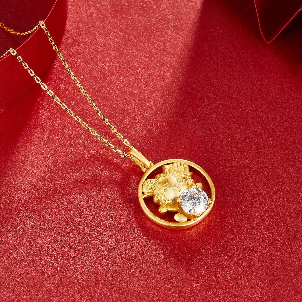 Collier Zodiac Chèvre, Argent 925 Plaqué Or, Moissanite 1ct VVS1 GRA