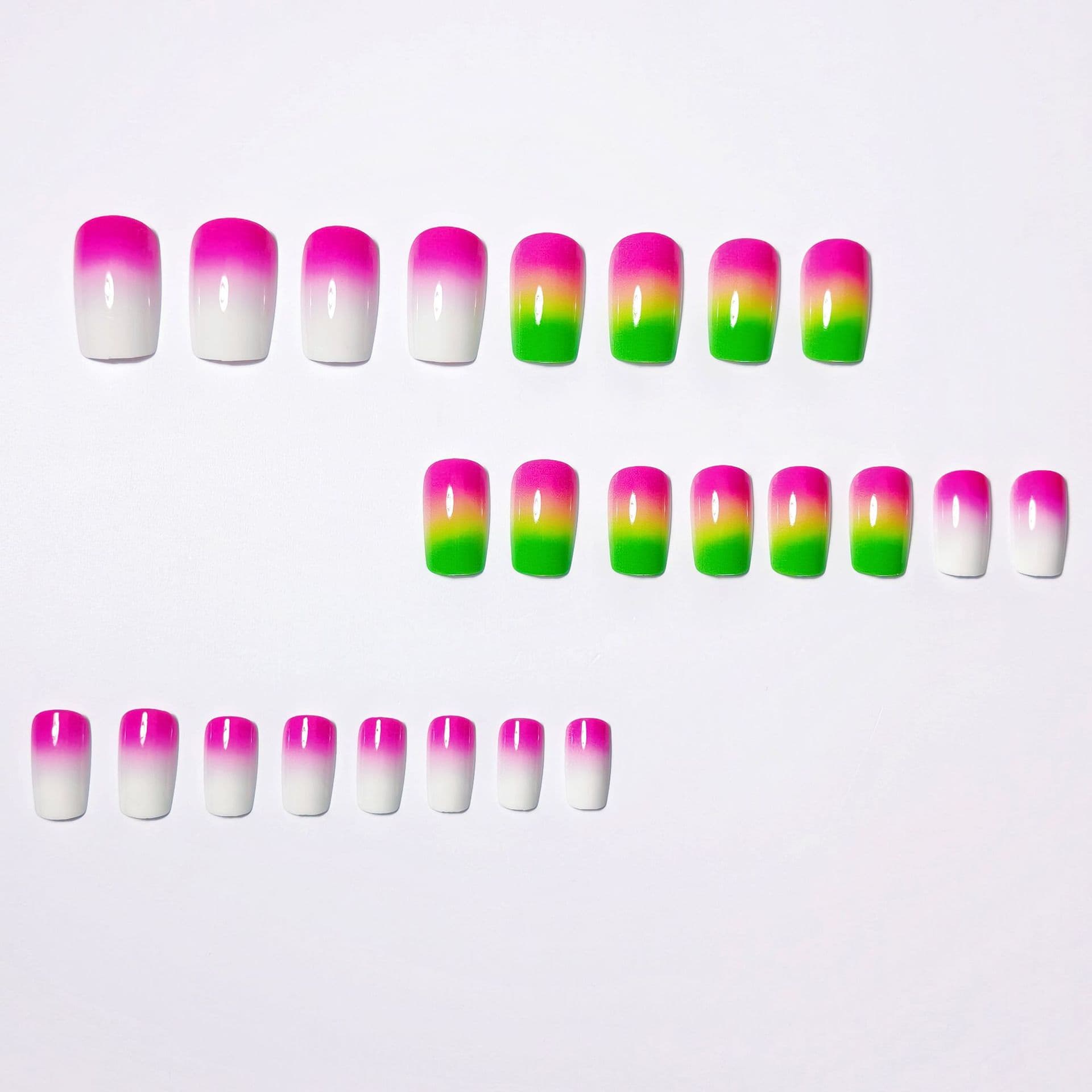 Color-Block Gradient 24-Piece Fake Nail Tips