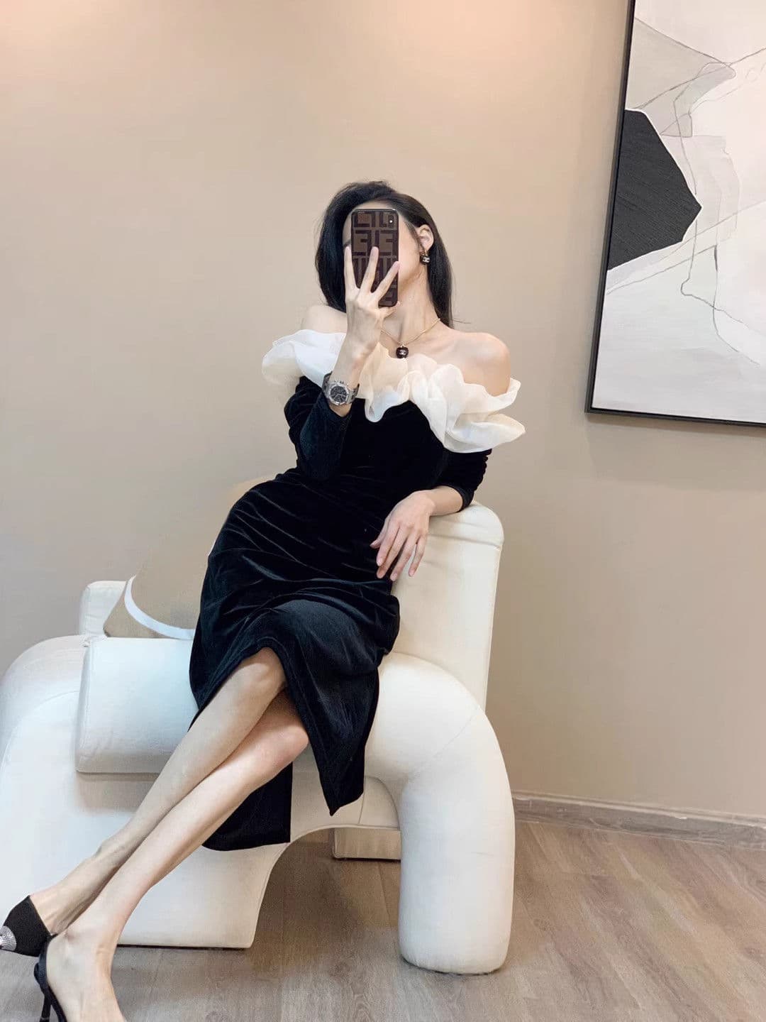 Nouvelle Robe Velours Luxe Casual Femme