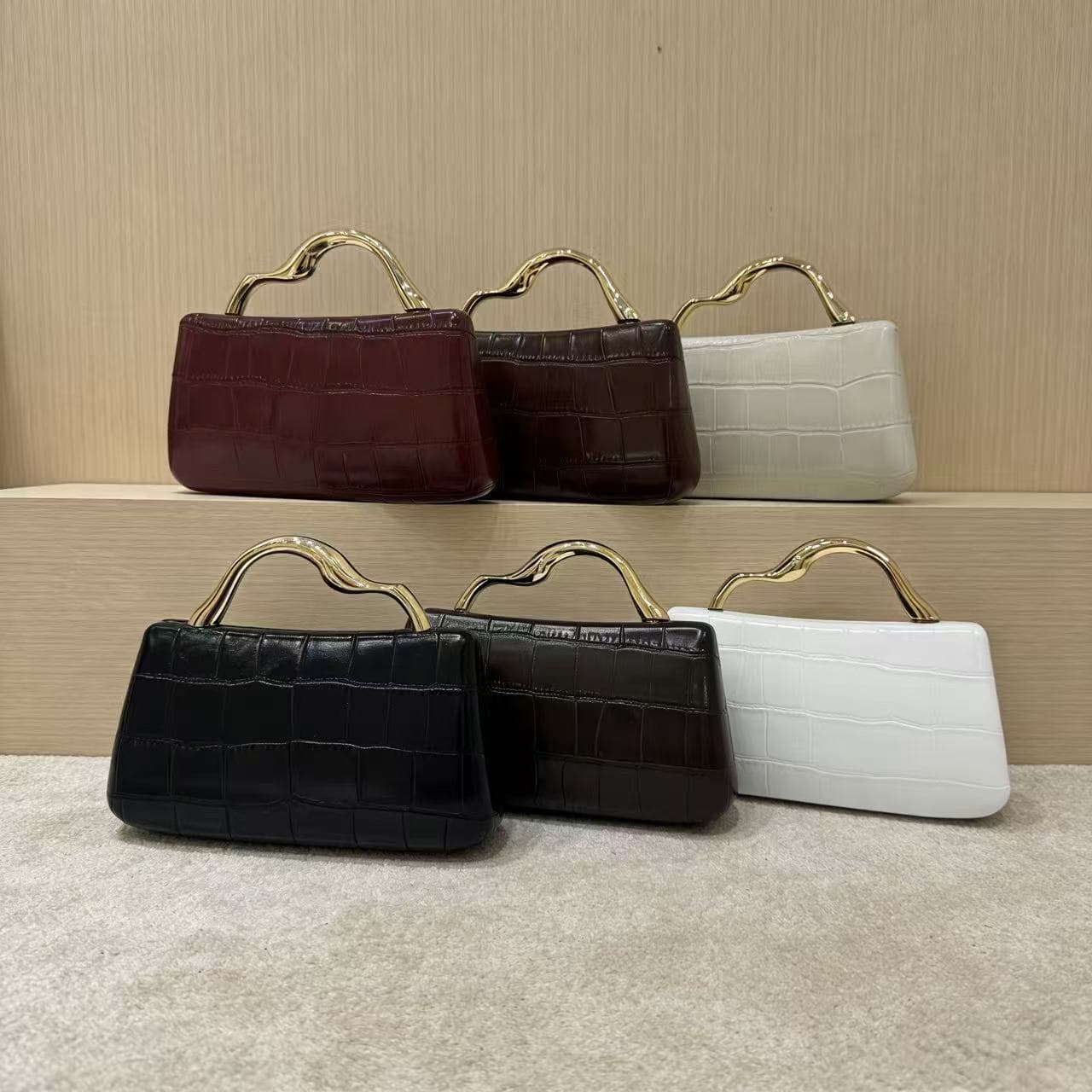 Womens Affordable Luxury PU Structured-handle Evening Bag