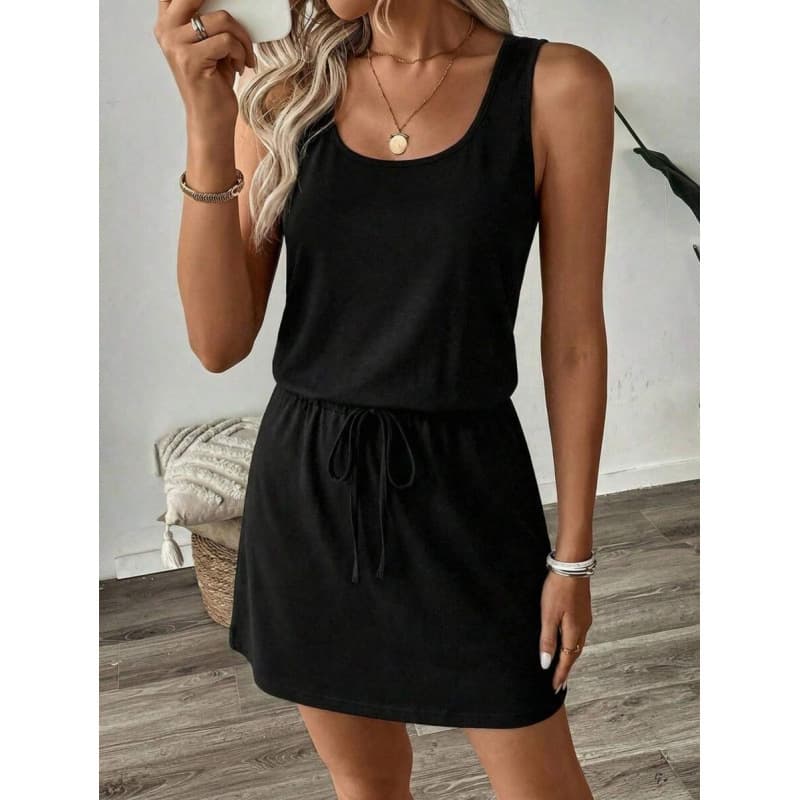 Robe Bohème Ethnique à Col Rond Sans Manches