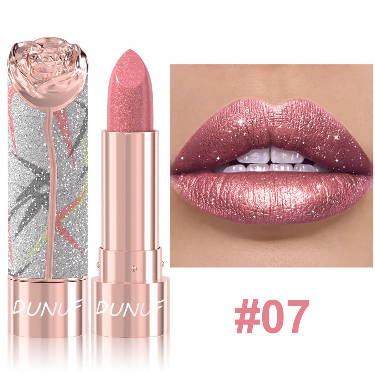 Pearlescent Metallic-luster Lipstick With Golden Shimmer And A Three-dimensional Effect
