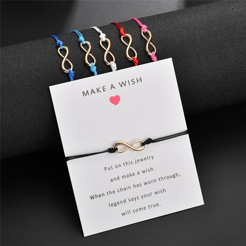 Bracelet Infini Tendance Femme avec Carte de Bonheur