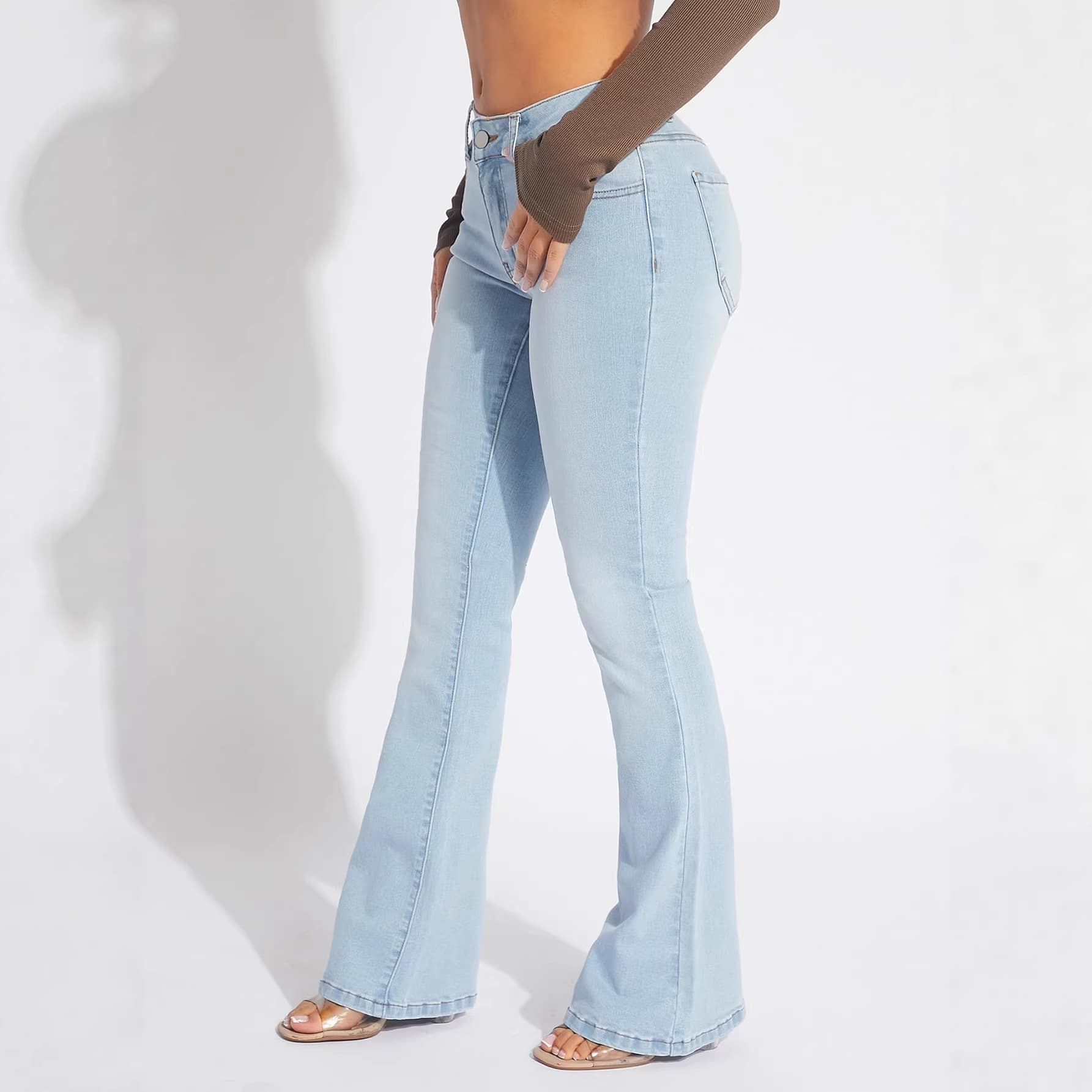 Jean Femme Évasé Rétro Stretch Tendance