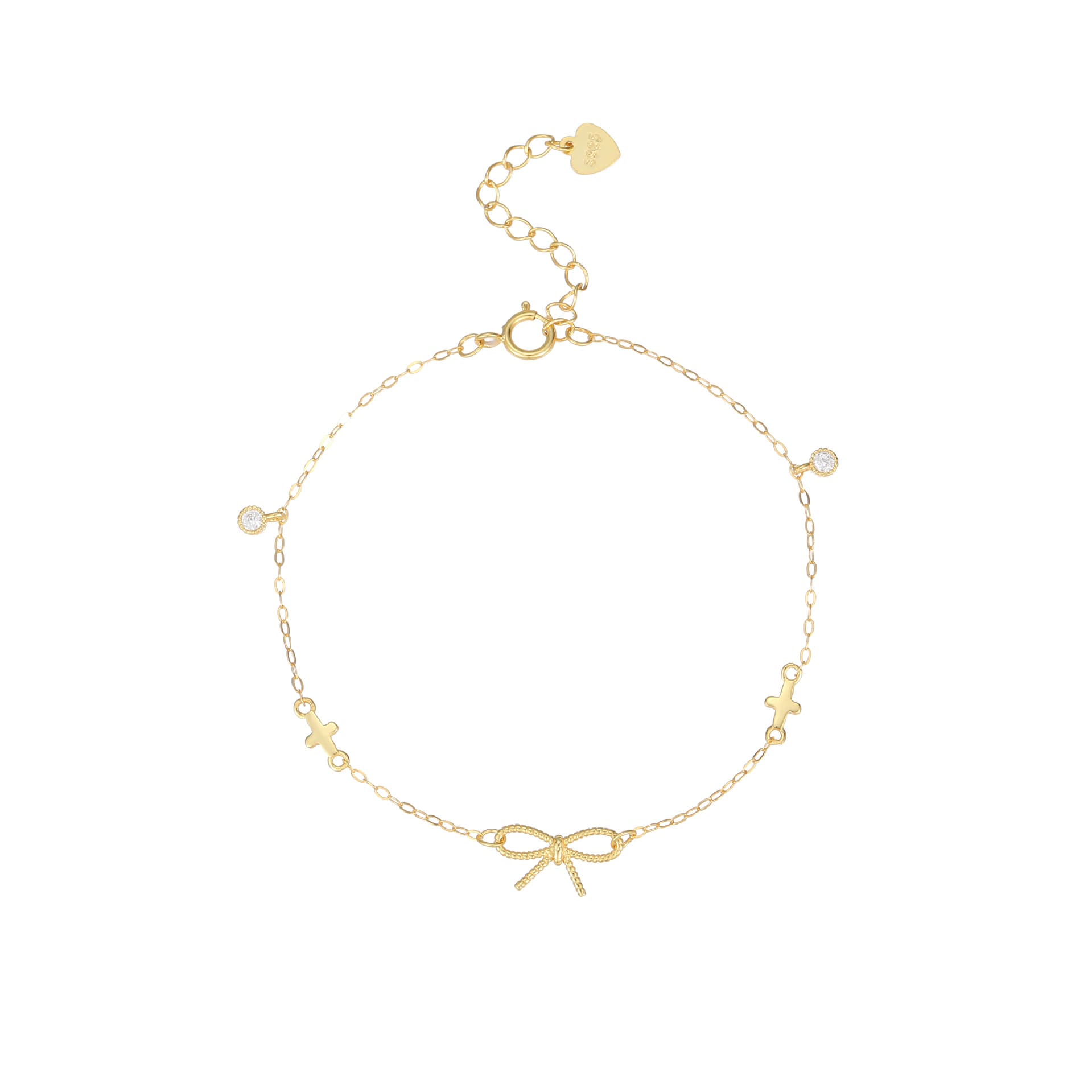 Bracelet Nœud Femme en Argent 925 Plaqué Or 18K