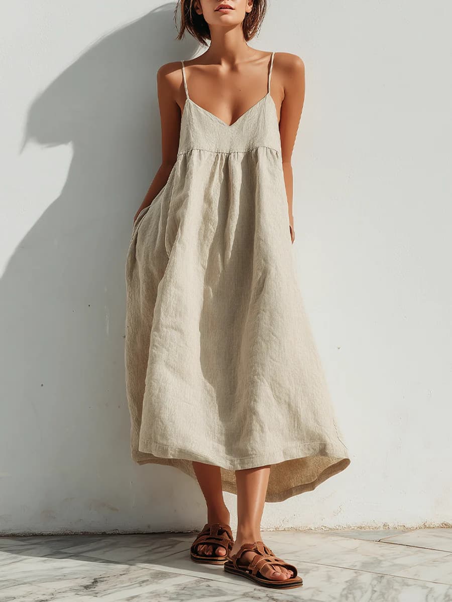Robe femme fluide col V à brides