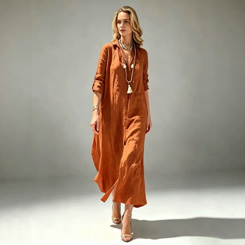Robe fluide vacancière fendue devant