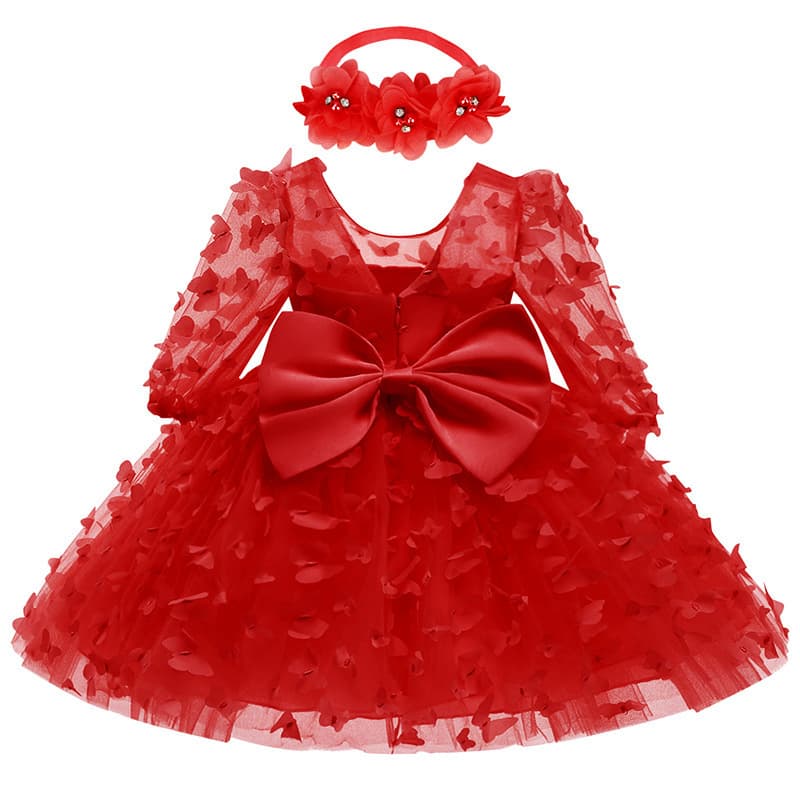 Robe de cérémonie à manches mi-longues pour petite fille