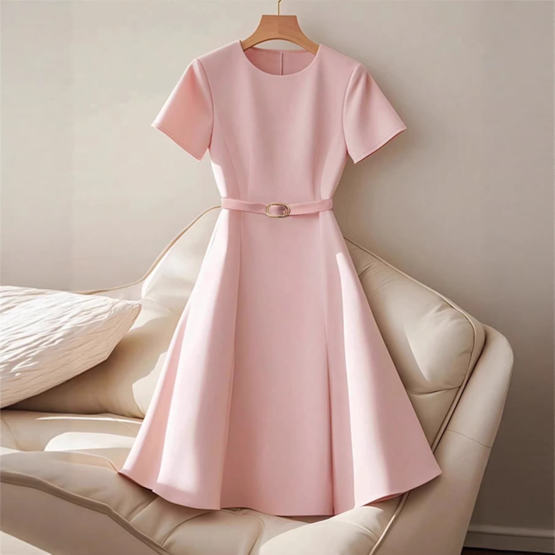 Robe Femme Élégante Taille Marquée Casual