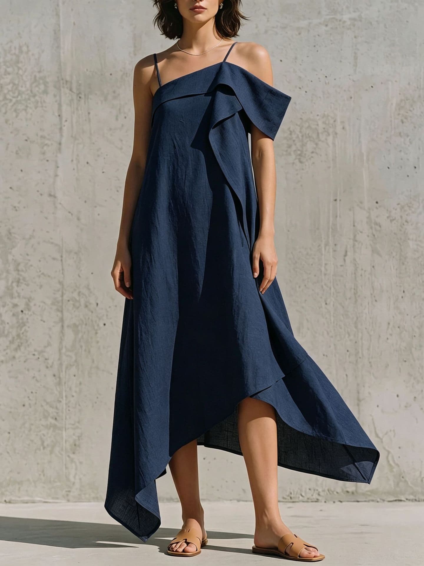 Robe asymétrique bardot à ourlet irrégulier