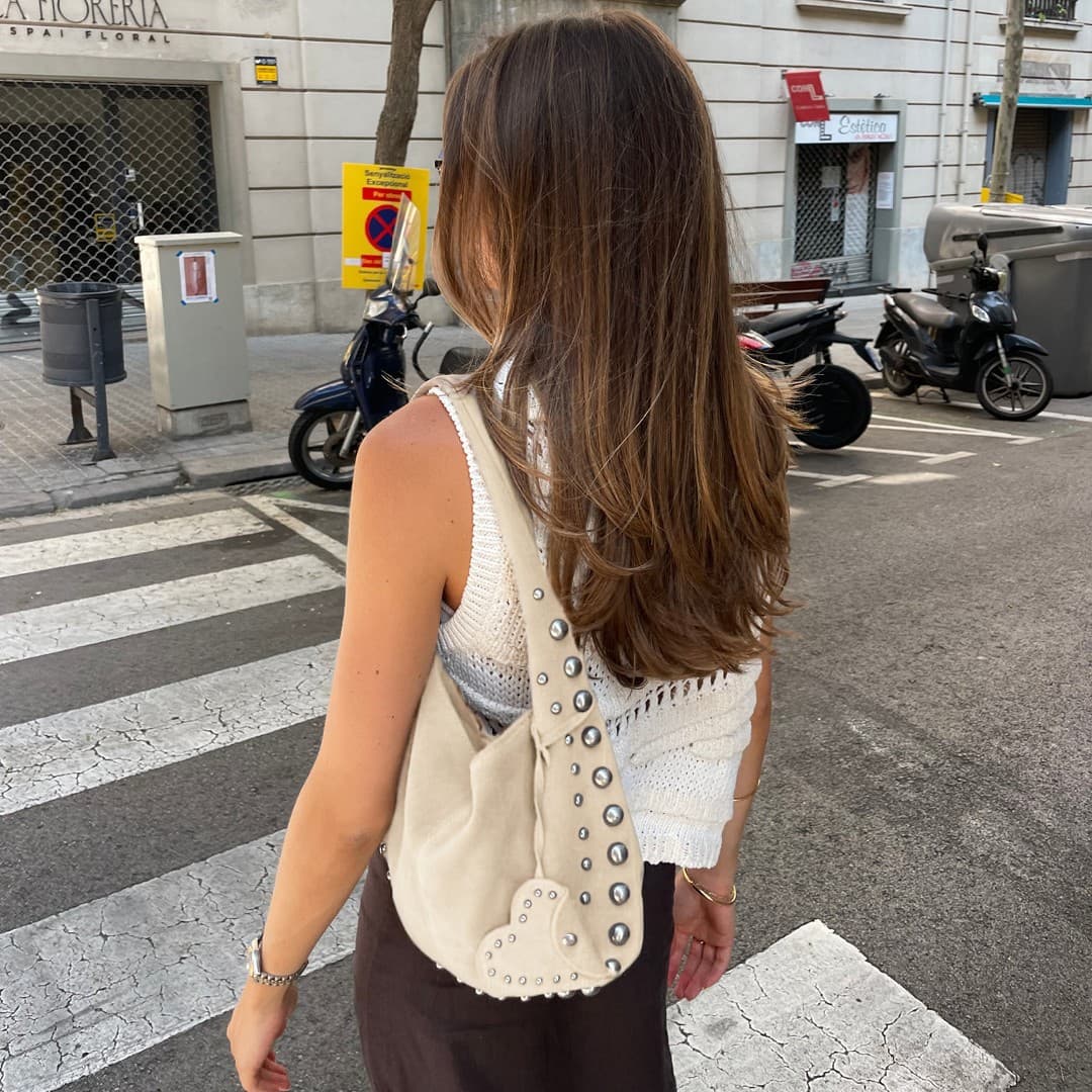Casual Retro Matte-finish Fashionable Studded Tote Underarm Bag