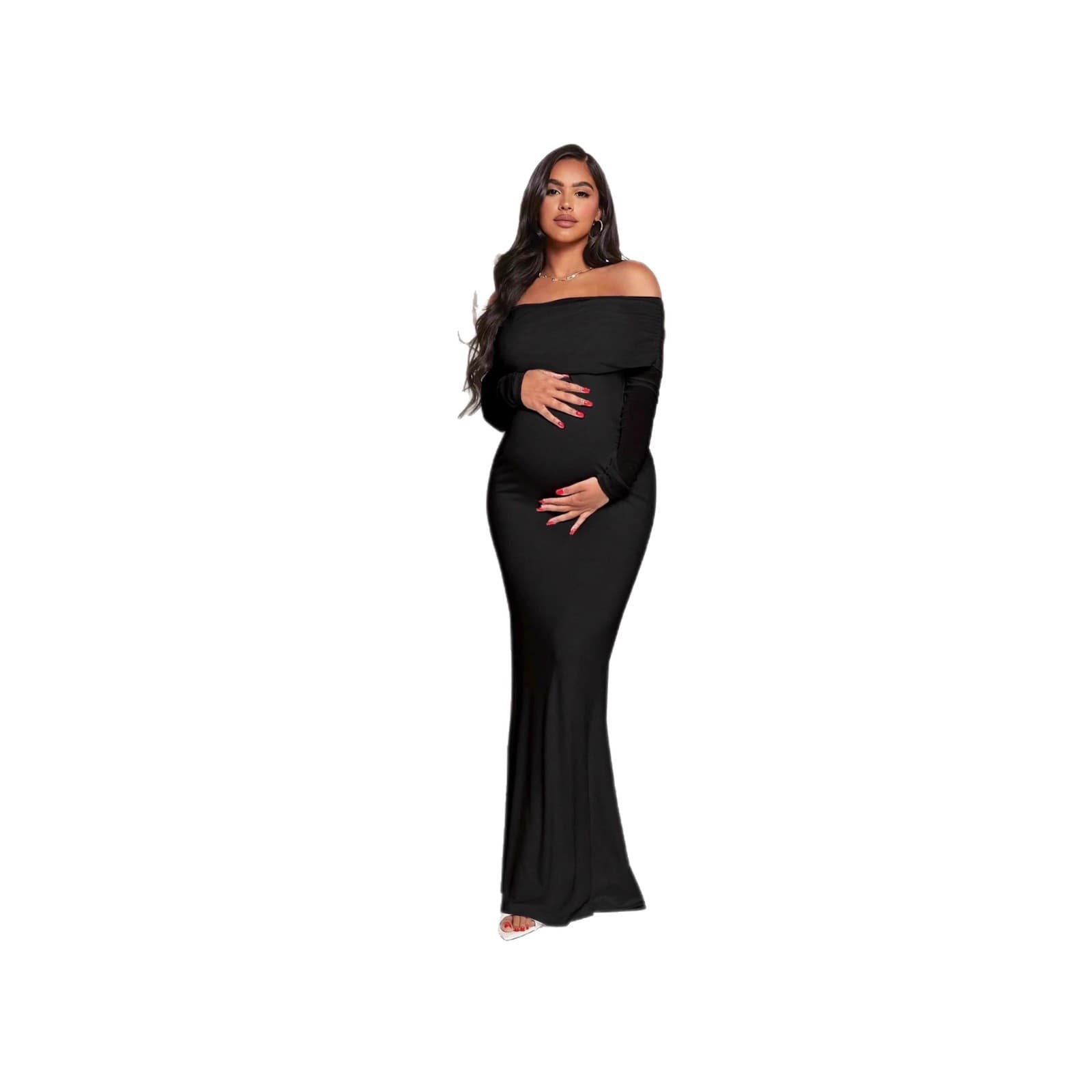 Robe sirène col bardot à manches longues
