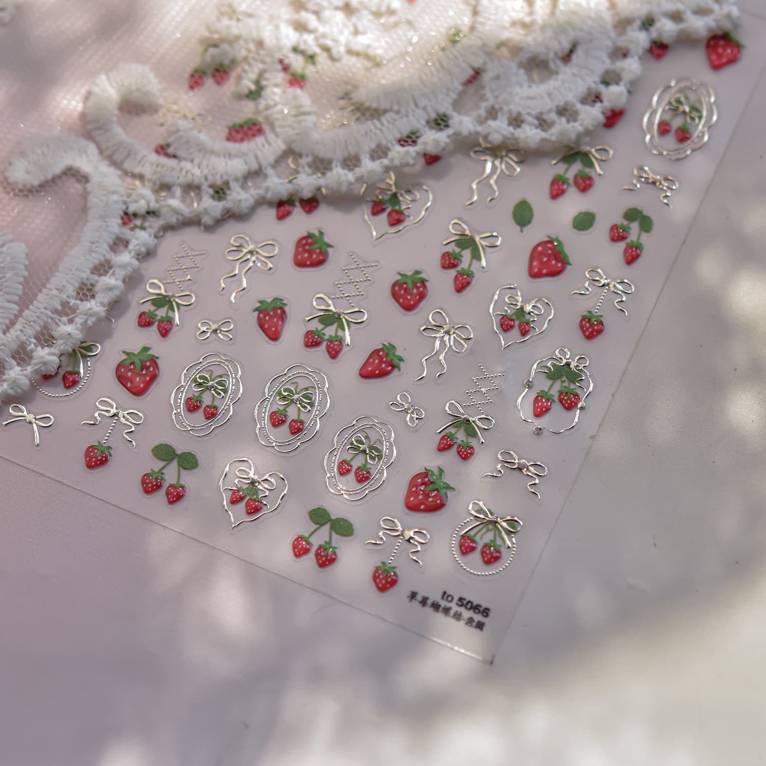 Japanese-style Instagram Inspired Strawberry And Bow Metal Nail Stickers