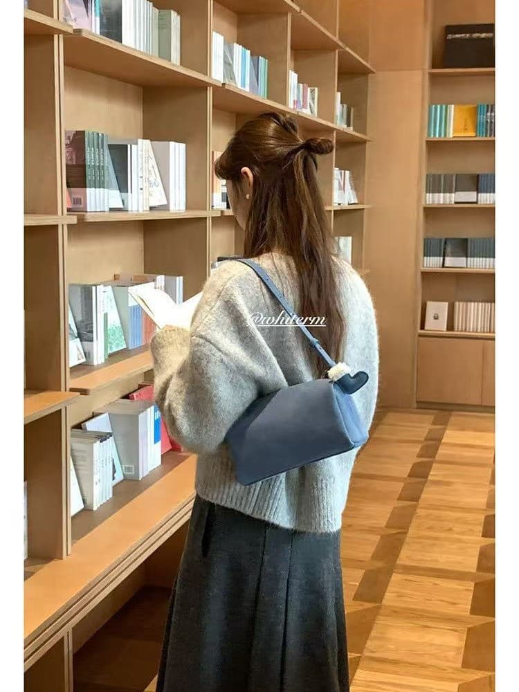 Solid-color Suede Soft-surface Versatile Womens Shoulder Bag