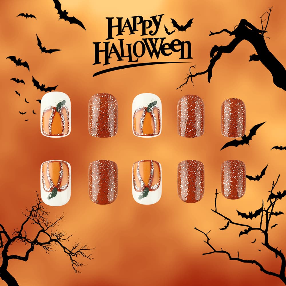 Halloween-style Short Square Ready-to-wear Nails