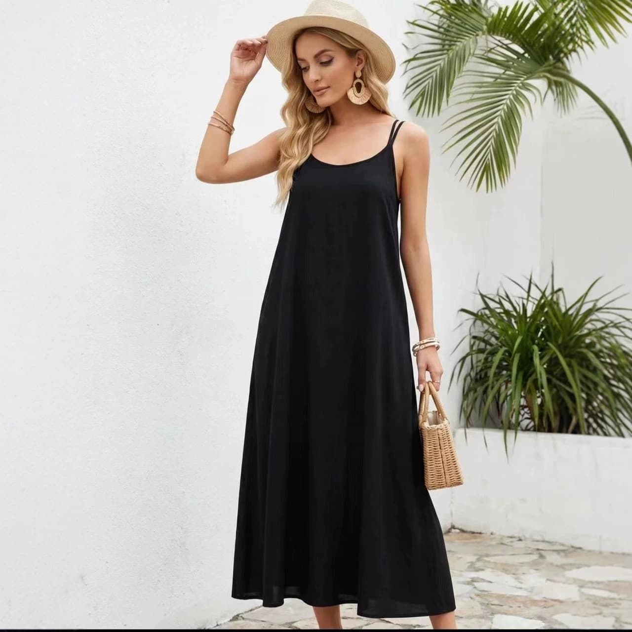 Robe à bretelles en maille décontractée avec poches
