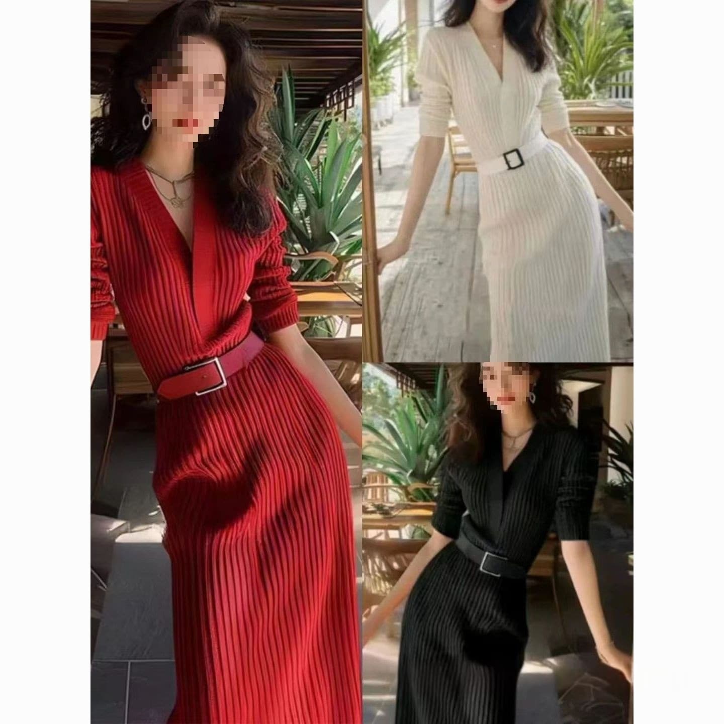 Robe en Maille Casual Style Français