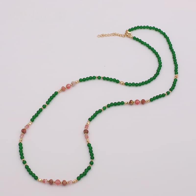 Sautoir Chalcédoine Verte Style Chinois
