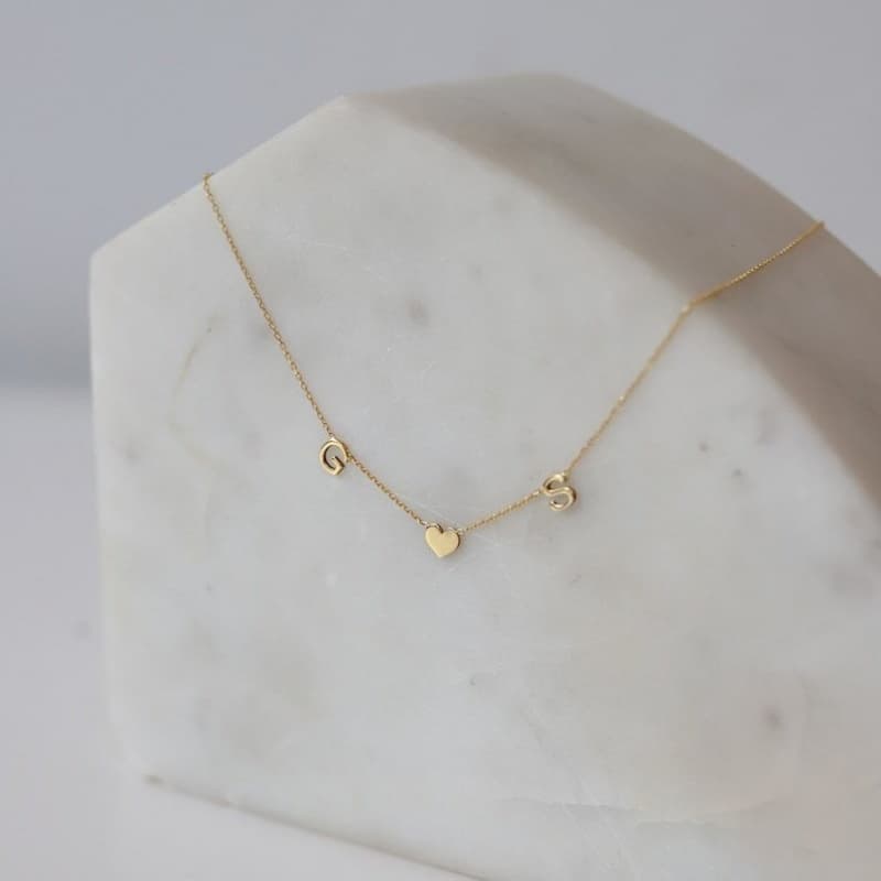 Collier Pendentif Cœur Initiale en Acier Inoxydable